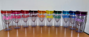 Personalized Insulated Wine Tumbler Cup With Drink-Through Lid