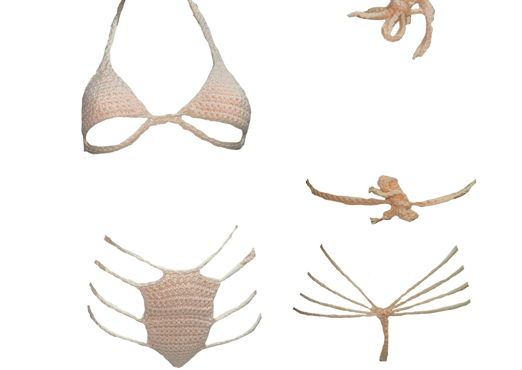 Peach spider bikini set